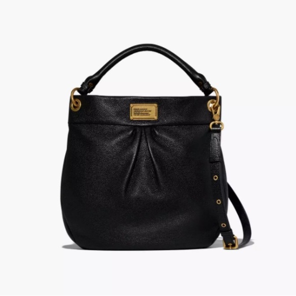 Marc By Marc Jacobs Bag Classic Q Hillier Pebbled Leather Hobo Minimalist Black - Picture 1 of 16